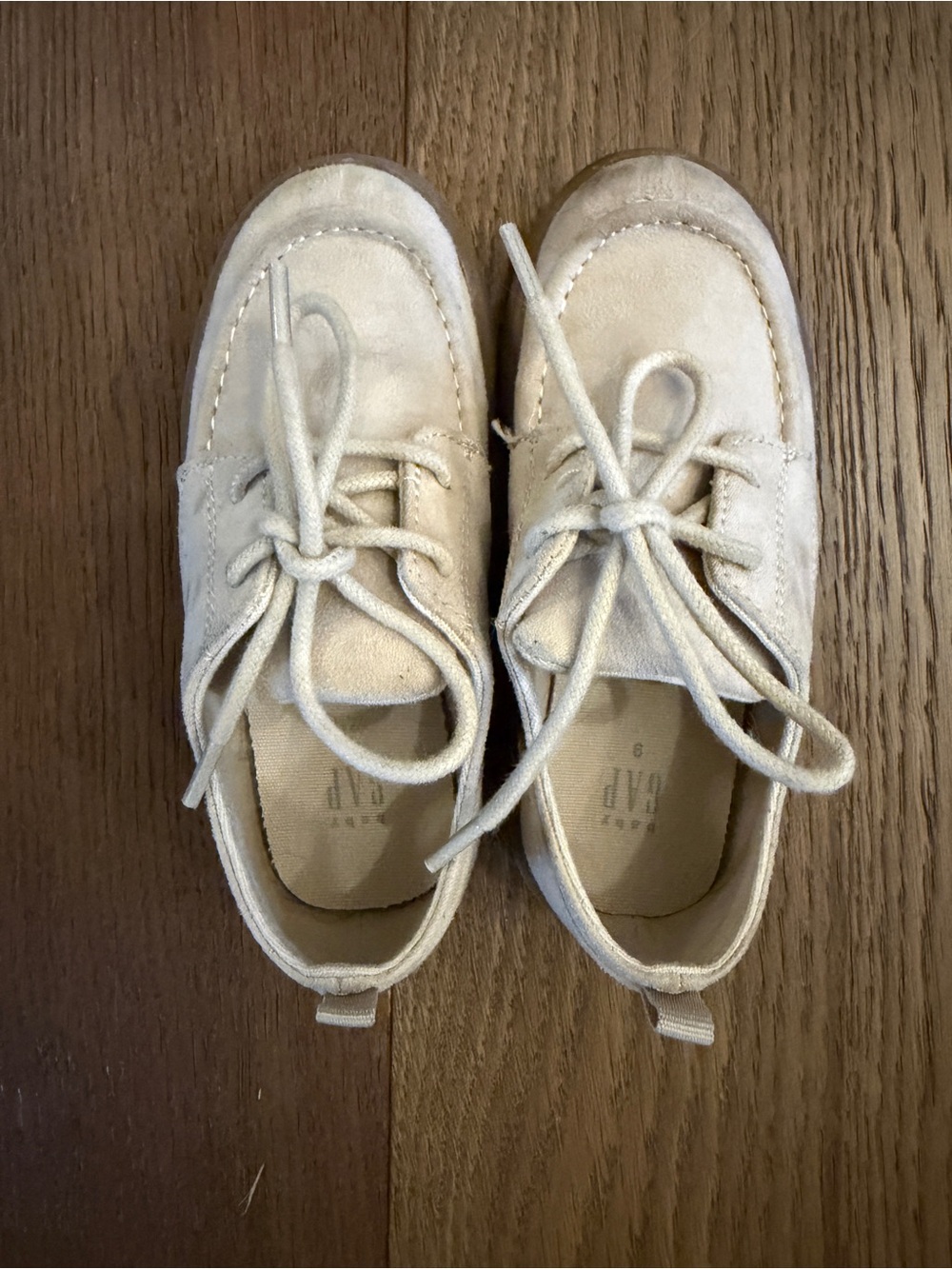 GAP Kids Cream Suede Moccasins with Lace Tie
